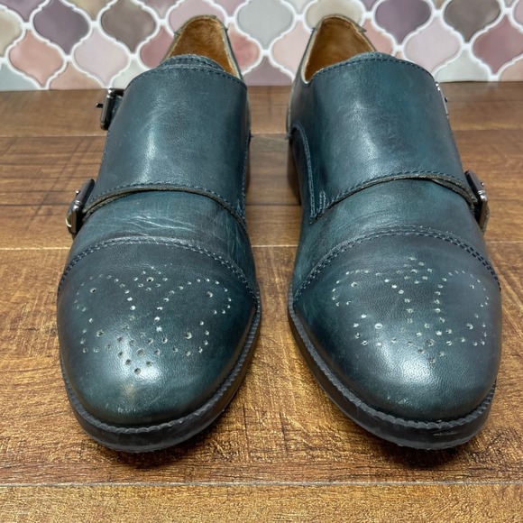 Pikolinos - Teal Leather Oxford Loafers Double Strap/Buckle - Brogue - EU39/US8 - Picture 1 of 16